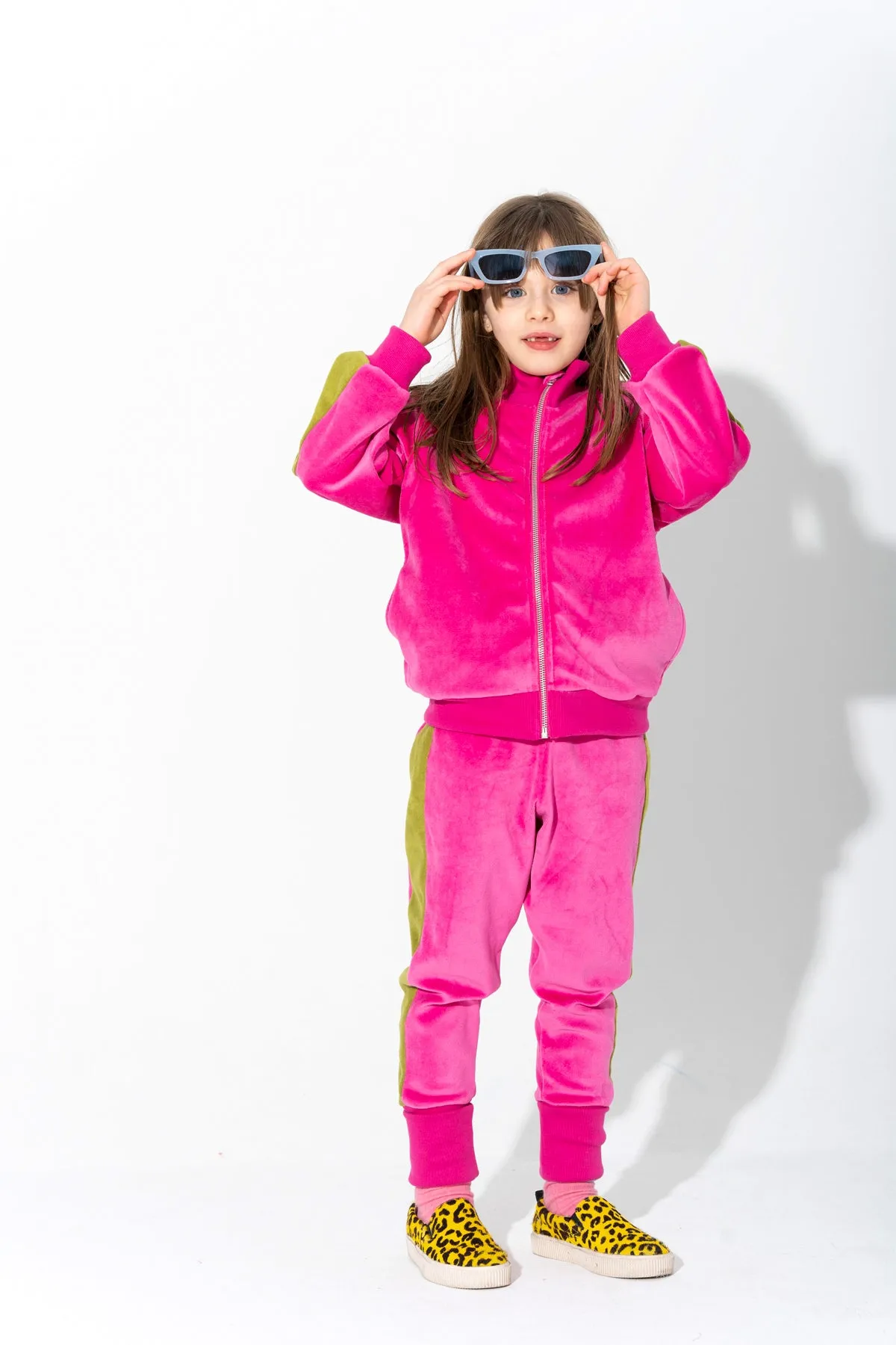 ZIP UP VELOUR JACKET WITH CONTRAST TAPE