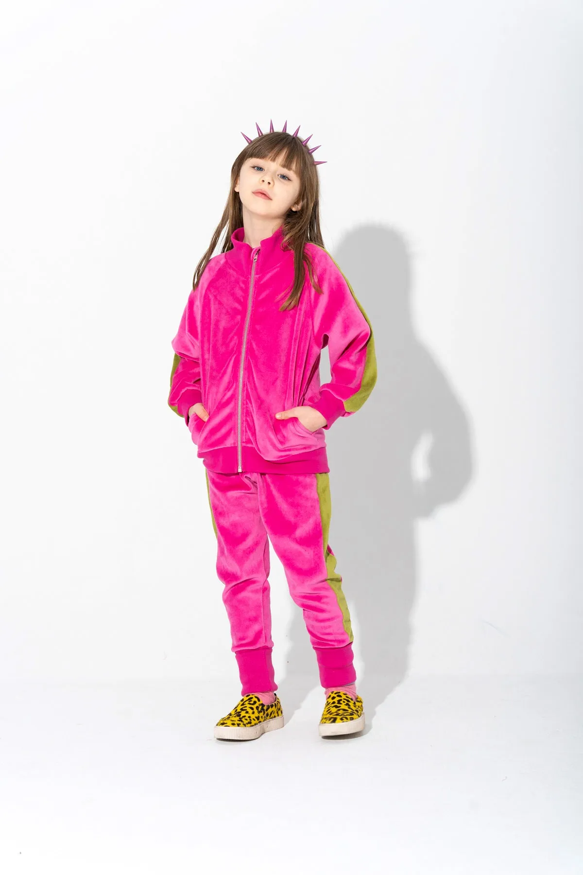 ZIP UP VELOUR JACKET WITH CONTRAST TAPE